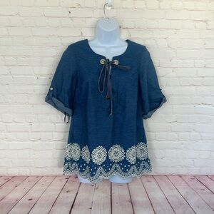 Tommy Hilfiger blue embroidery to size Small petite